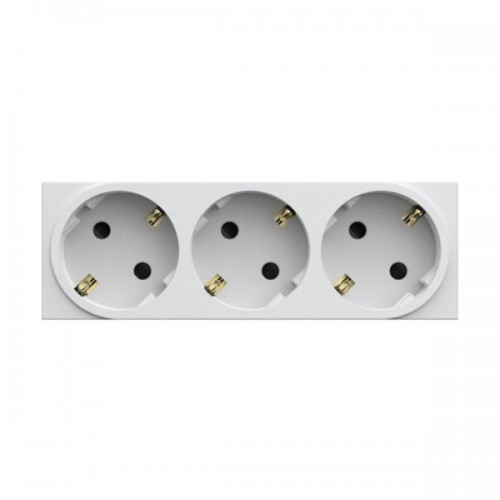 Priza tripla Schuko 16A, alb 45mm  Hager-Gallery cod WXF473B